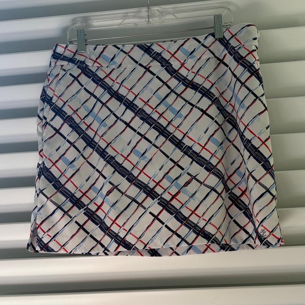 Izod Women's Golf Stretch White Blue Red  Skort Skirt ' Sz: 10 Like New
